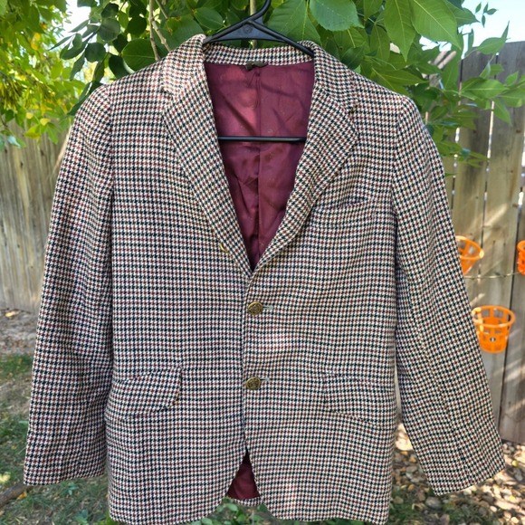 Houndstooth Blazer Jacket Menswear Patterned 3 Button Sport Coat - Picture 3 of 7